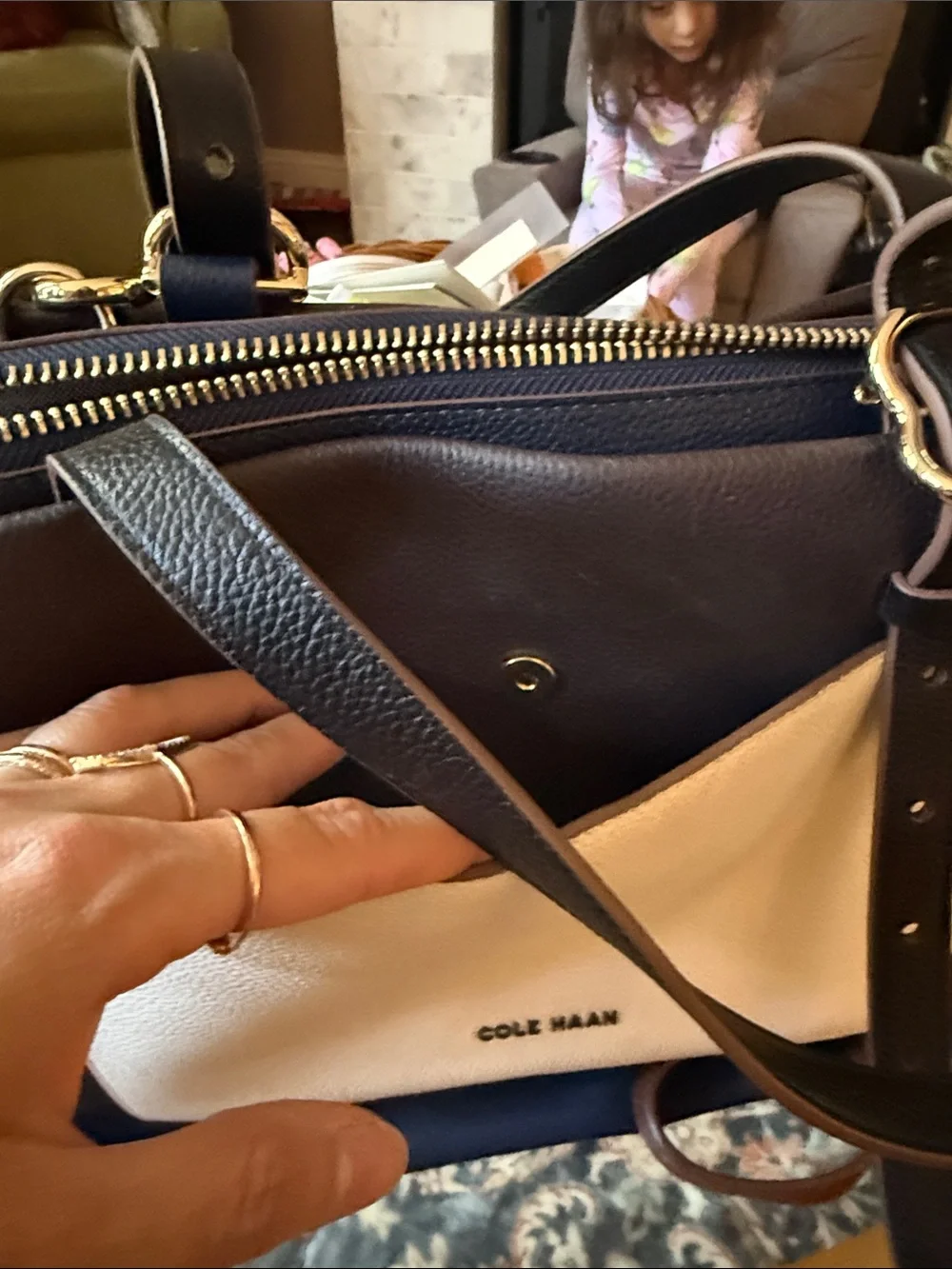 Cole Haan three-Tone Leather Tote - Brown & White